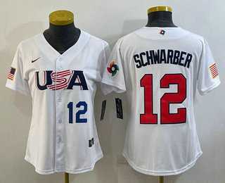Womens USA Baseball #12 Kyle Schwarber Number 2023 White World Classic Stitched Jersey->2023 world baseball classic->MLB Jersey
